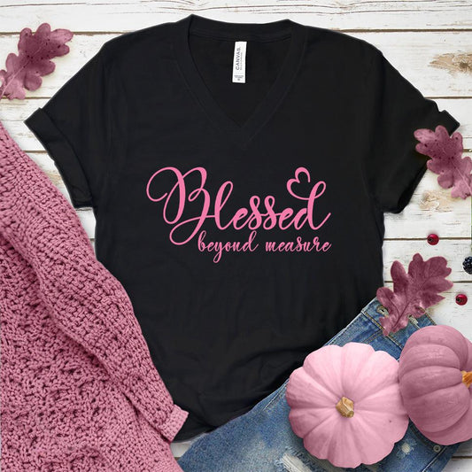 Blessed Beyond Measure V-Neck Pink Edition - Brooke & Belle
