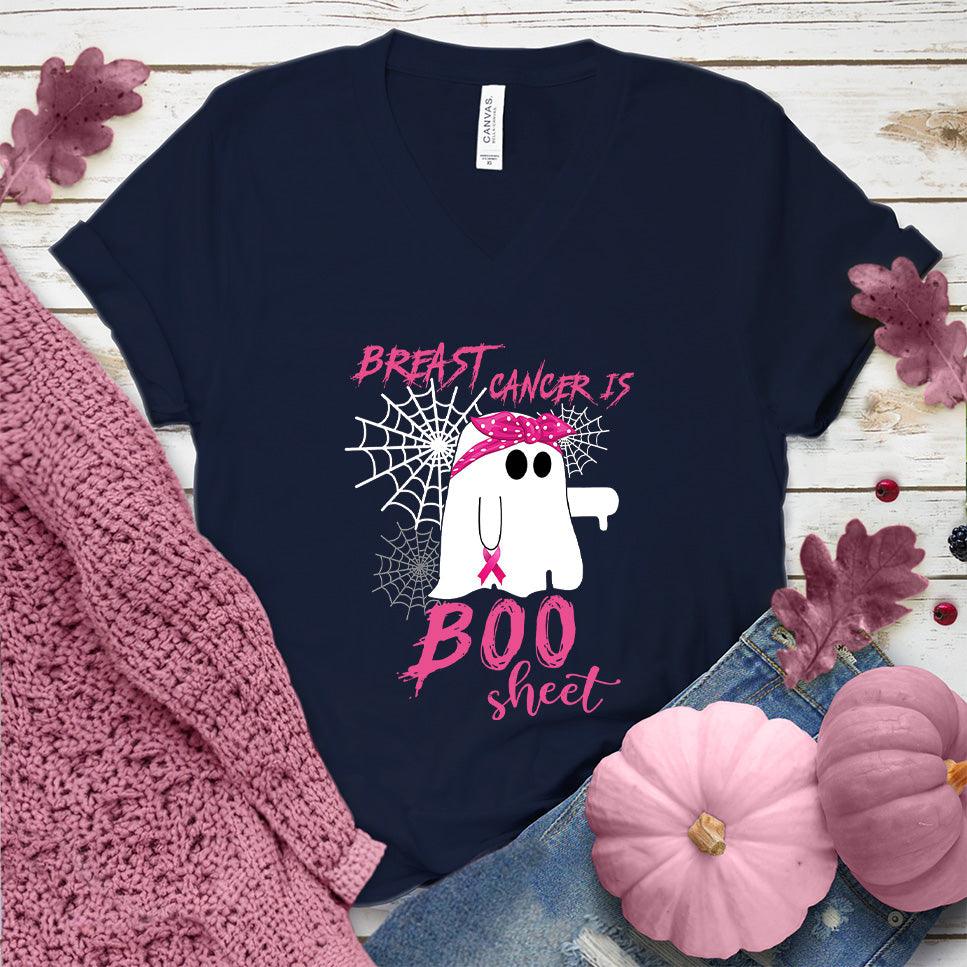 Breast Cancer Is Boo Sheet V-Neck Colored Edition - Brooke & Belle