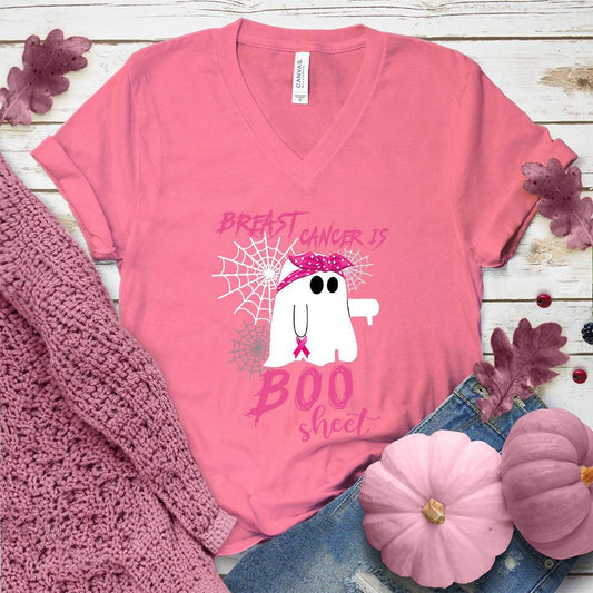 Breast Cancer Is Boo Sheet V-Neck Colored Edition - Brooke & Belle