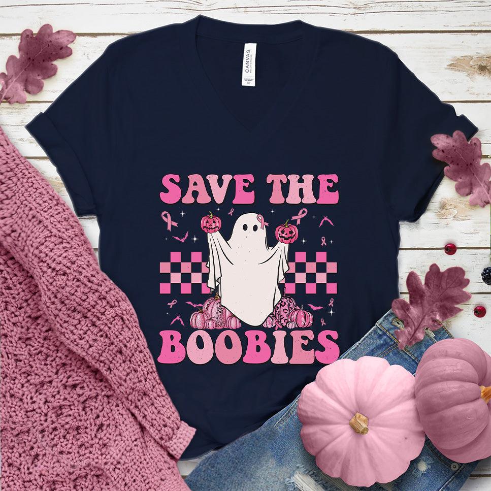 Save The Boobies V-Neck Colored Edition