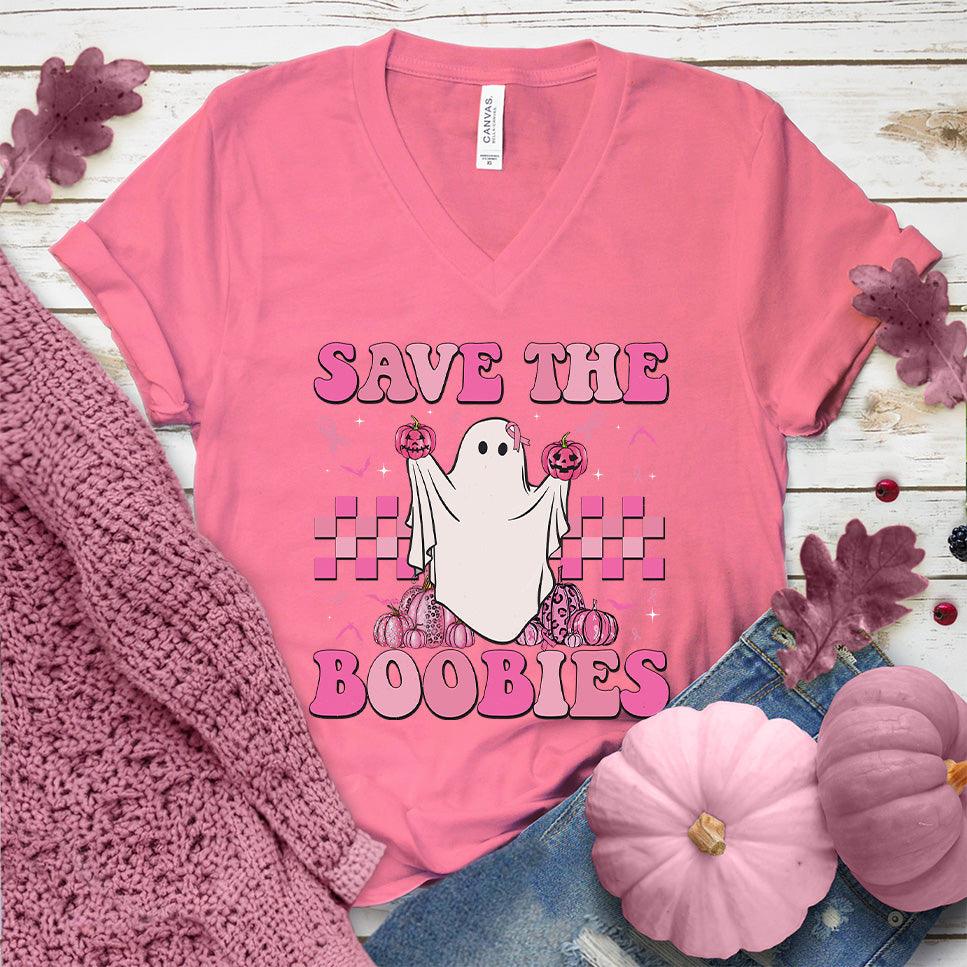 Save The Boobies V-Neck Colored Edition