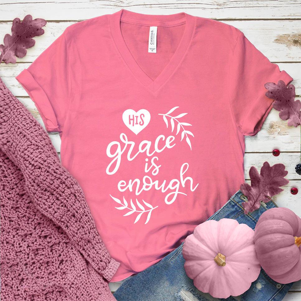 His Grace Is Enough V-Neck Pink Edition - Brooke & Belle