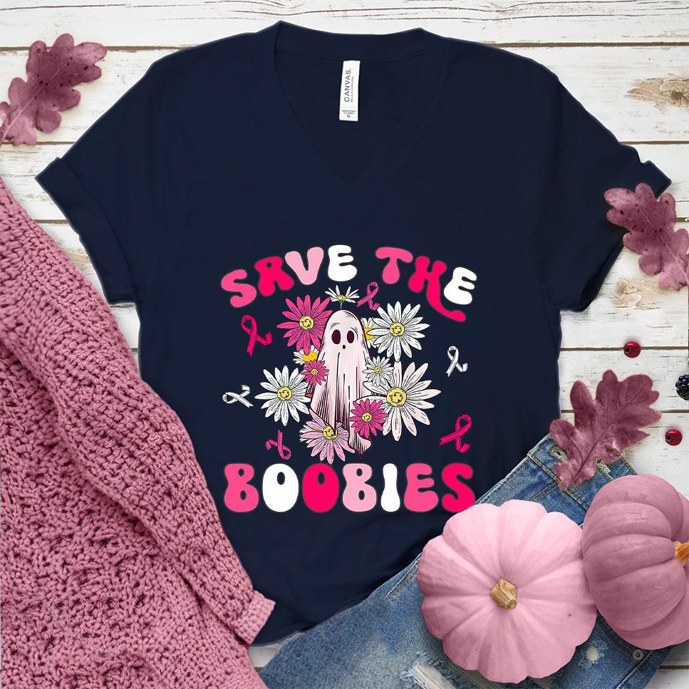 Save The Boobies Version 3 V-Neck Colored Edition