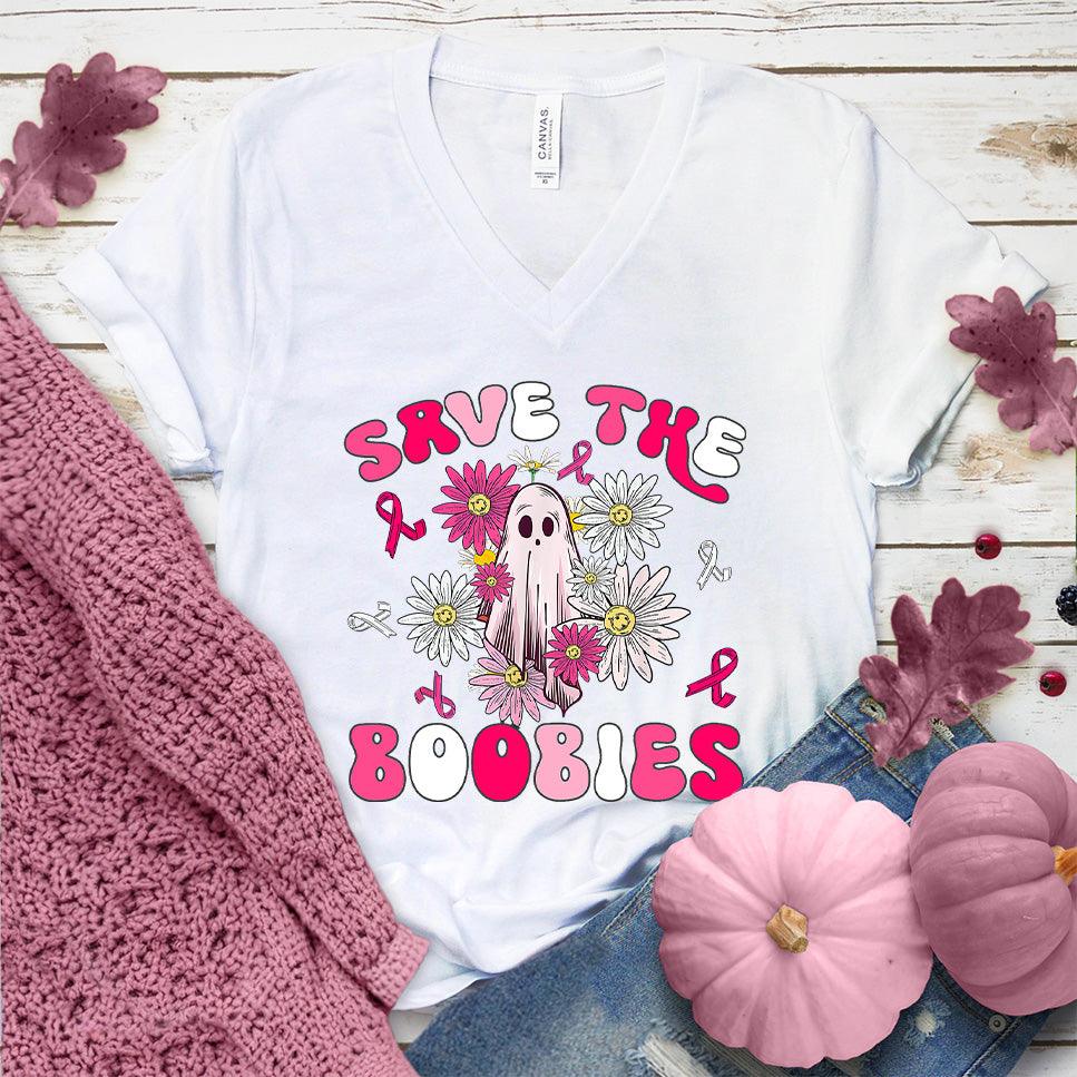 Save The Boobies Version 3 V-Neck Colored Edition