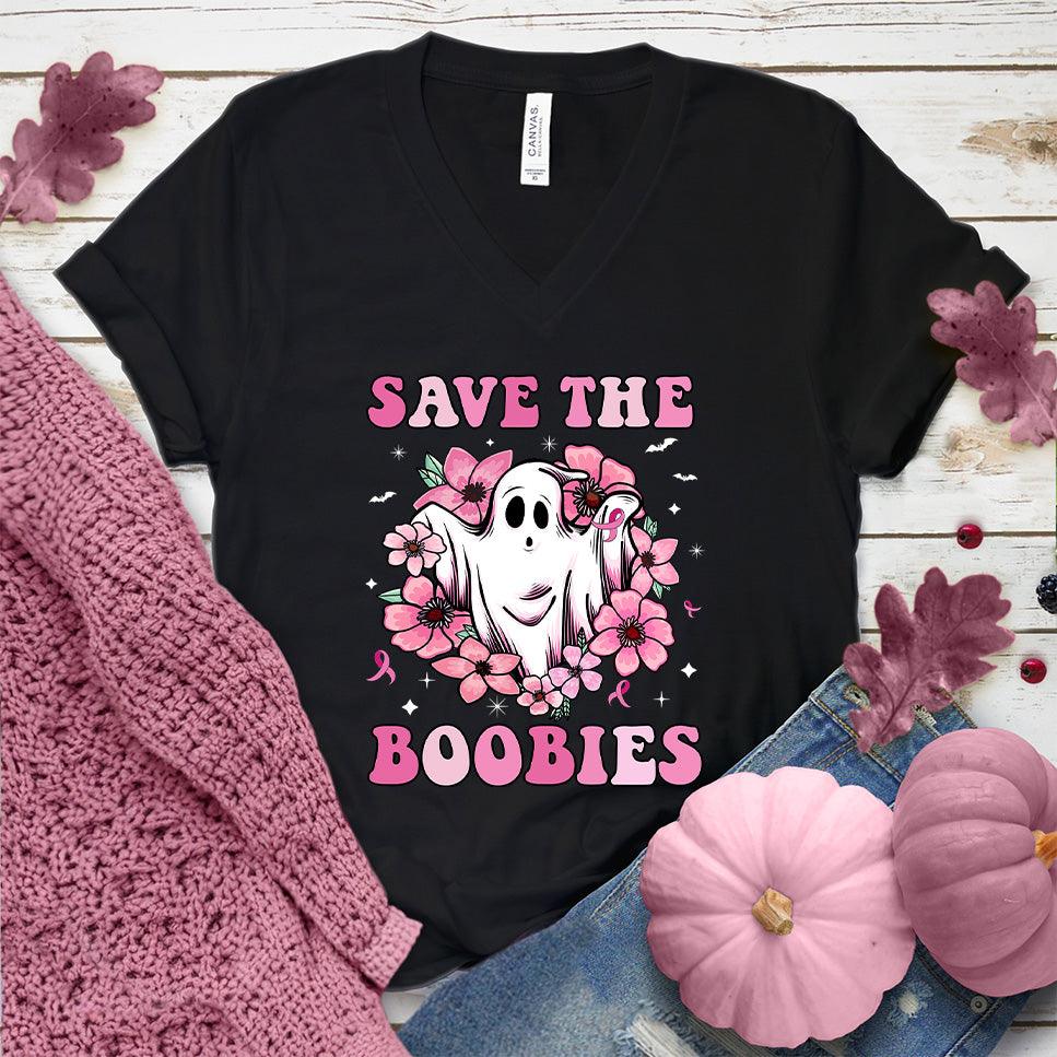 Save The Boobies Version 2 V-Neck Colored Edition