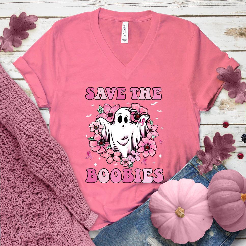 Save The Boobies Version 2 V-Neck Colored Edition