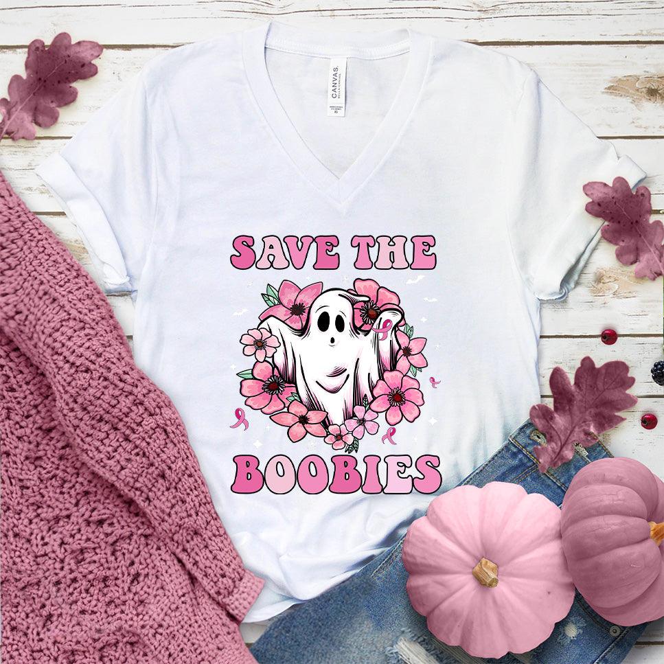 Save The Boobies Version 2 V-Neck Colored Edition