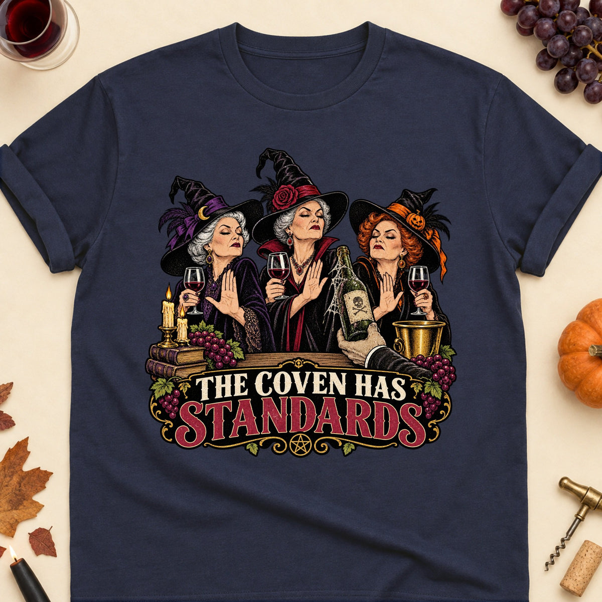 The Coven Has Standards Colored Print T-Shirt - Navy - Brooke & Belle