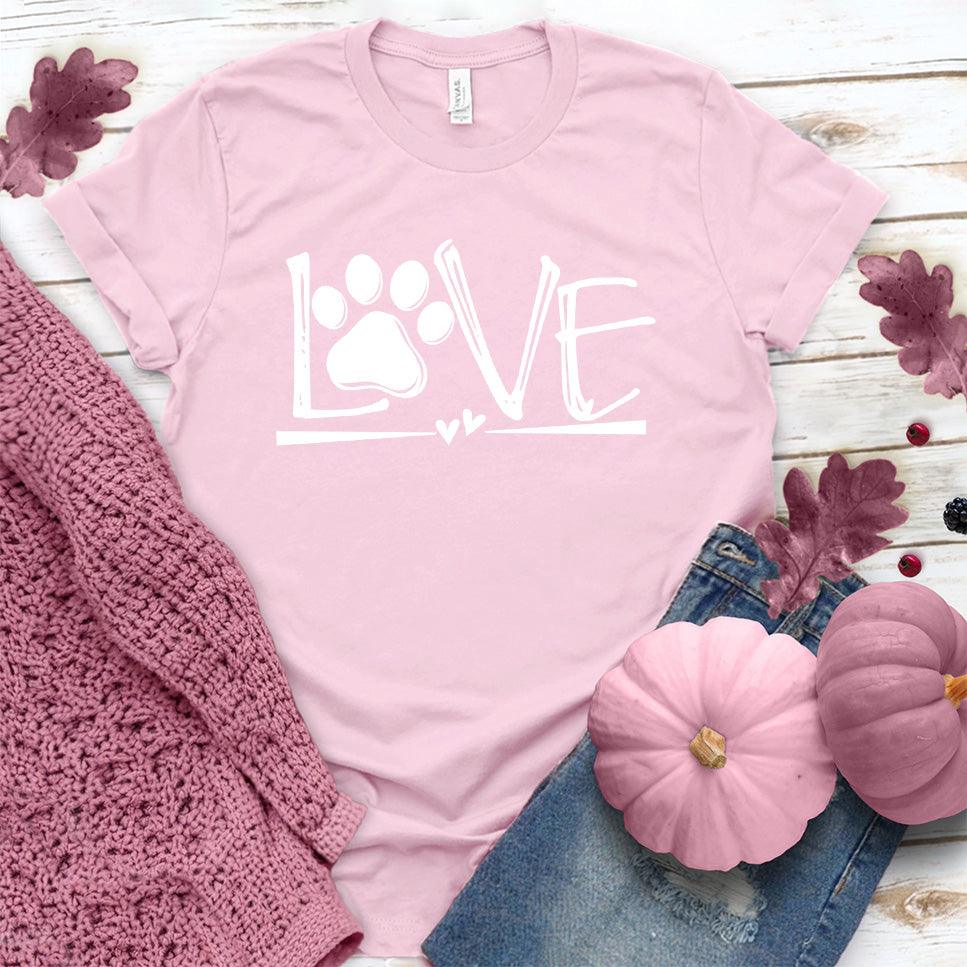 Dog Love V-Neck Pink Edition Neon Pink - Casual Dog Love V-Neck T-Shirt with adorable paw and love design, perfect for pet owners