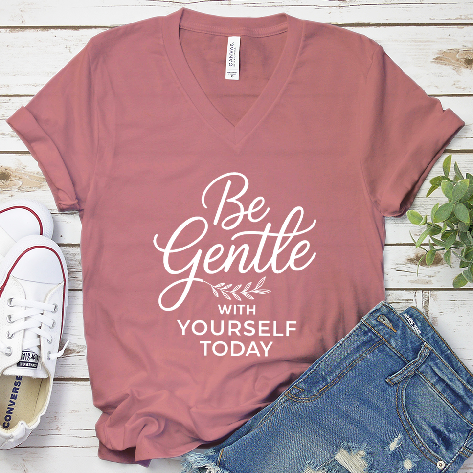Be Gentle With Yourself Today V-Neck - Mauve - Brooke & Belle