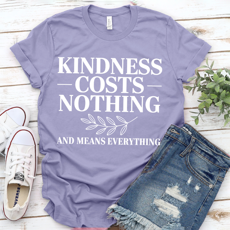 Kindness Costs Nothing And Means Everything T-Shirt - Dark Lavender - Brooke & Belle