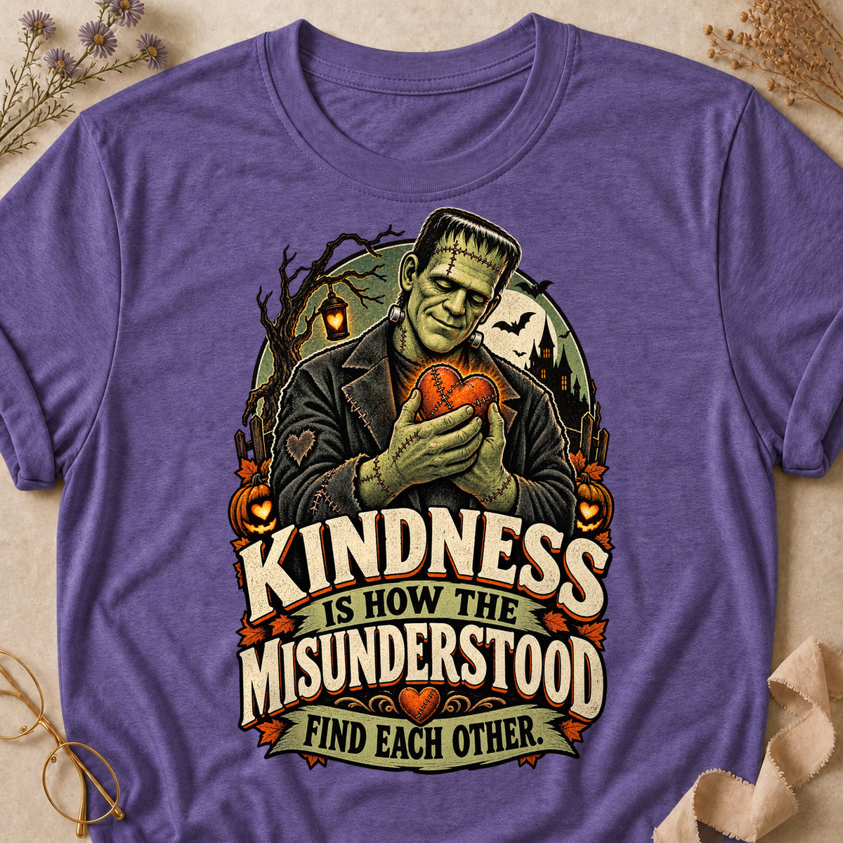 Kindness Is How The Misunderstood Find Each Other Colored Print T-Shirt - Heather Purple - Brooke & Belle