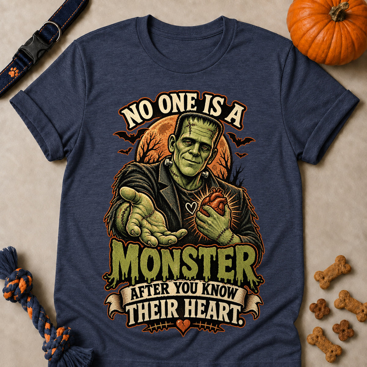 No One Is A Monster After You Know Their Heart Colored Print T-Shirt - Heather Navy - Brooke & Belle