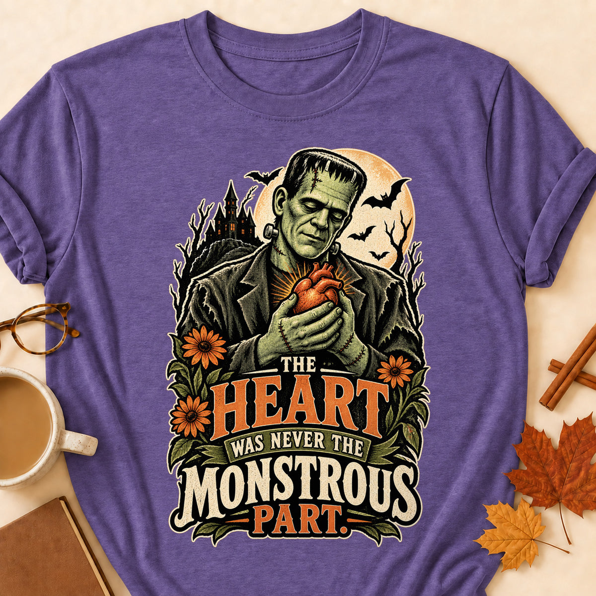 The Heart Was Never The Monstrous Part Colored Print T-Shirt - Heather Purple - Brooke & Belle