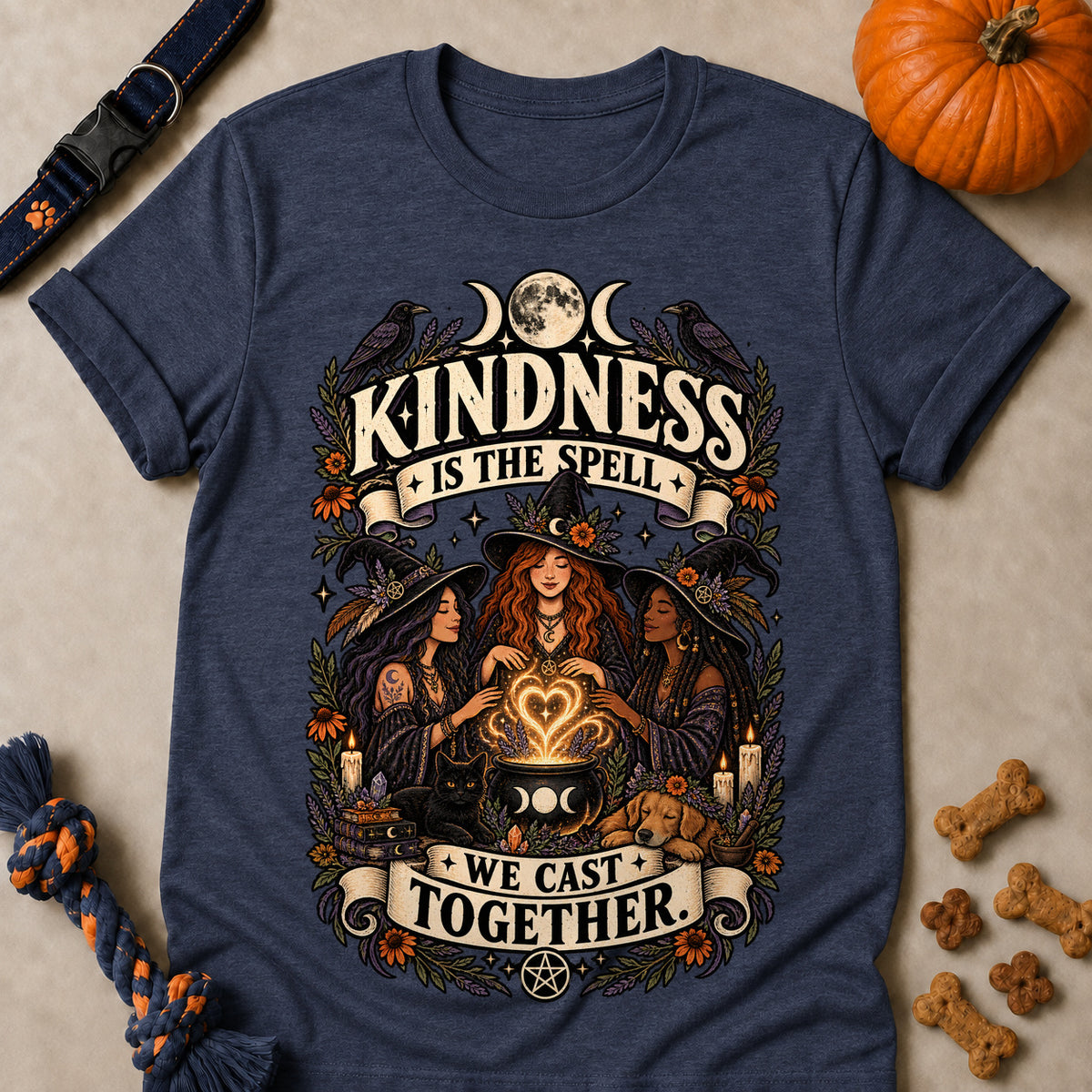 Kindness Is The Spell We Cast Together Colored Print T-Shirt - Heather Navy - Brooke & Belle
