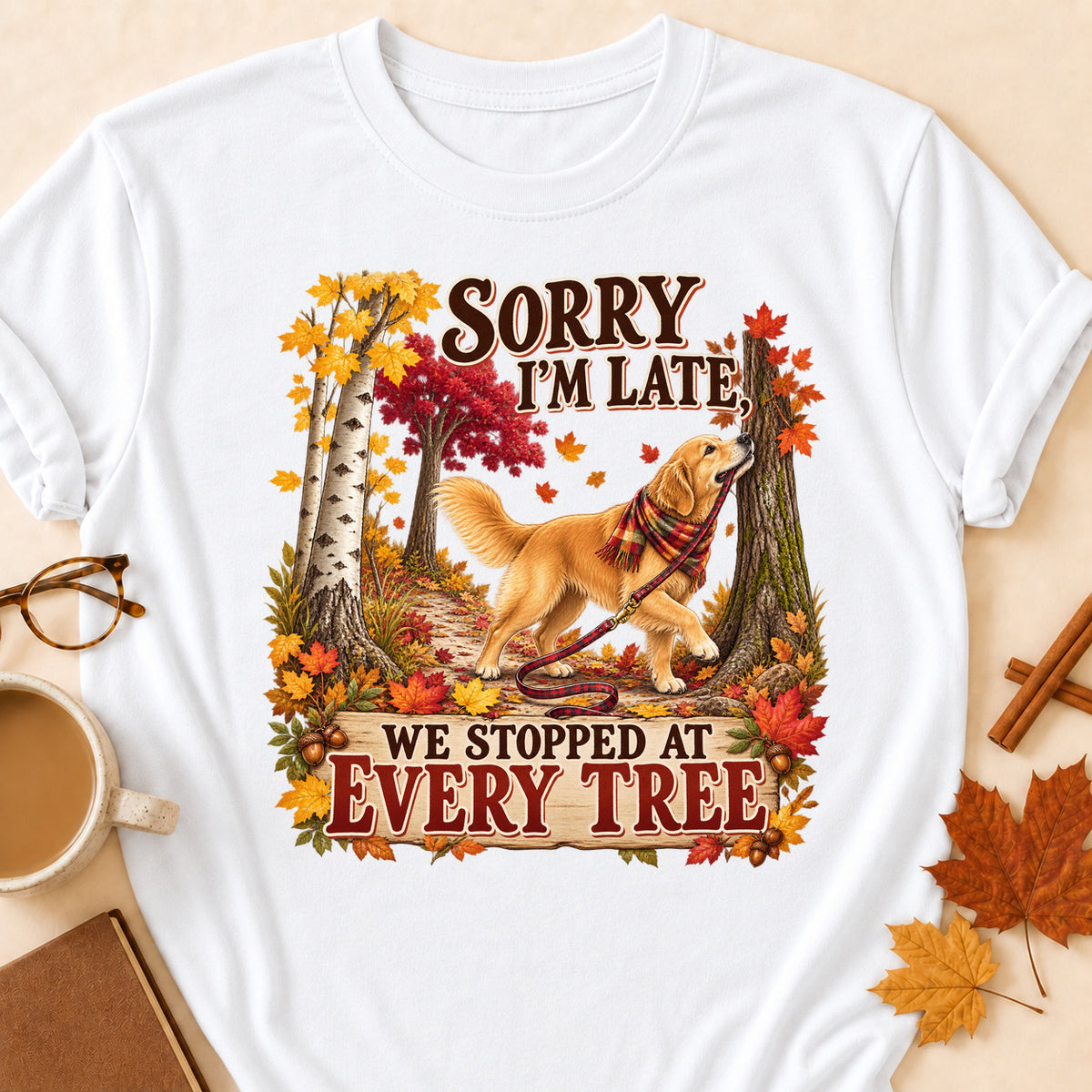 Sorry Late Every Tree Colored Print T-Shirt - White - Brooke & Belle