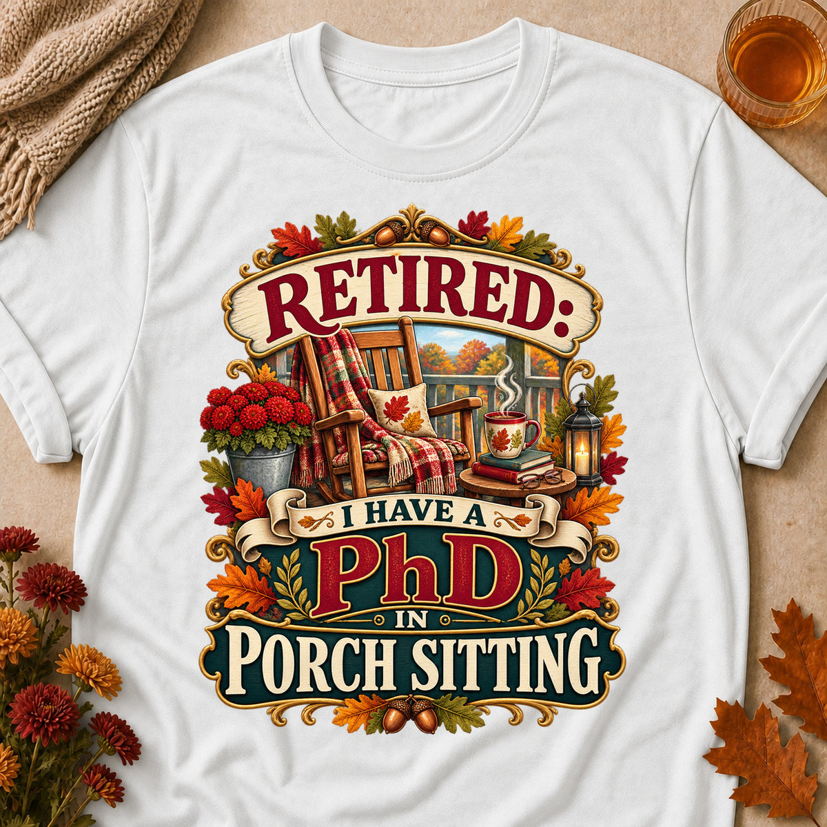 PhD Porch Sitting Colored Print T-Shirt - White - Brooke & Belle