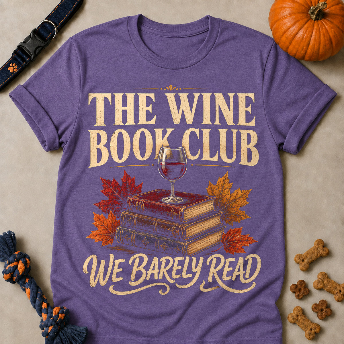 The Wine Book Club We Barely Read Fall Colored Print T-Shirt - Heather Purple - Brooke & Belle