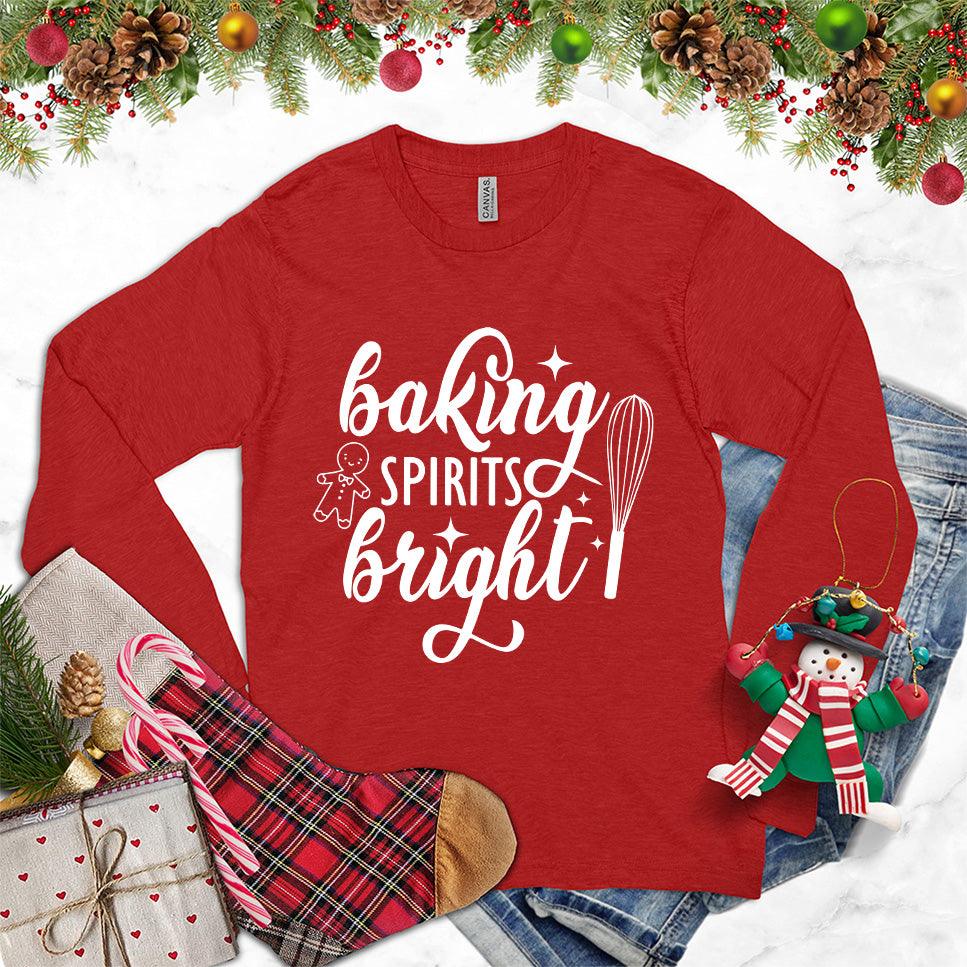 Baking Spirits Bright Long Sleeves Red - Long sleeve tee with 'Baking Spirits Bright' festive baking design
