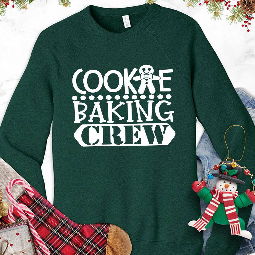 Cookie Baking Crew Sweatshirt Forest - Festive 'Cookie Baking Crew' graphic on a sweatshirt for holiday bakers