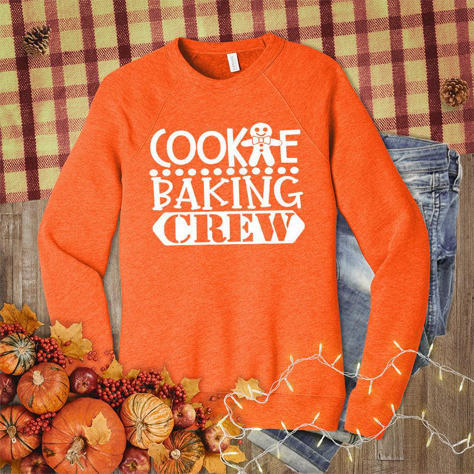 Cookie Baking Crew Sweatshirt Orange - Festive 'Cookie Baking Crew' graphic on a sweatshirt for holiday bakers