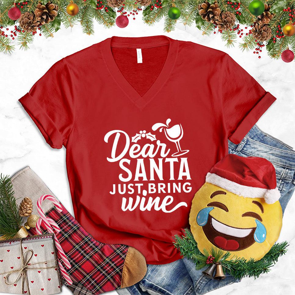 Dear Santa Just Bring Wine V-Neck - Brooke & Belle
