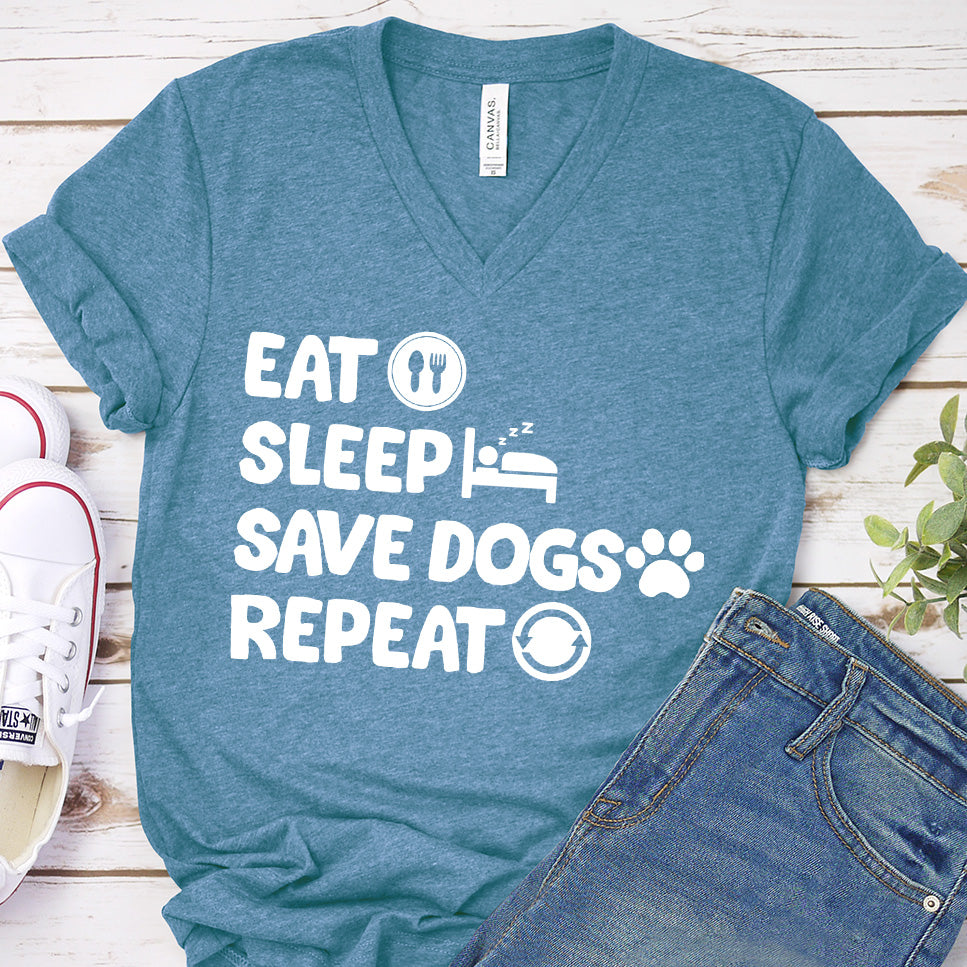 Eat Sleep Save Dogs Repeat V-Neck