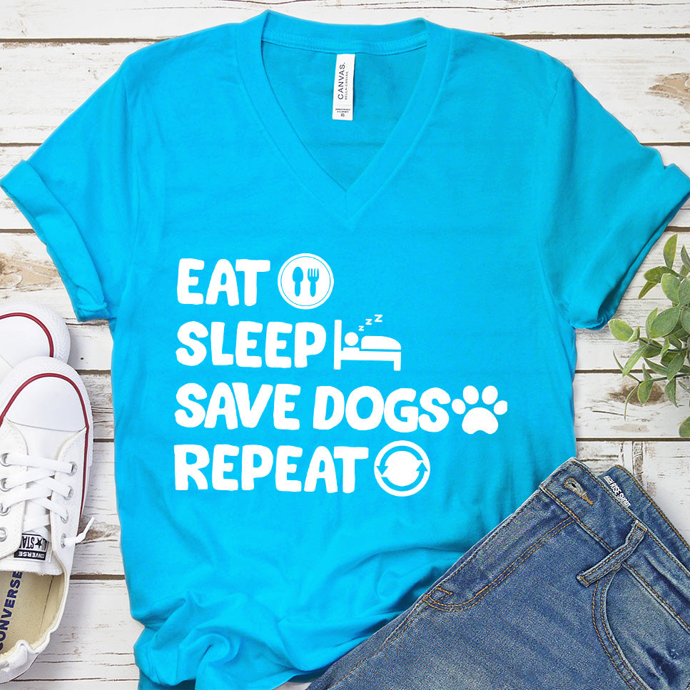 Eat Sleep Save Dogs Repeat V-Neck