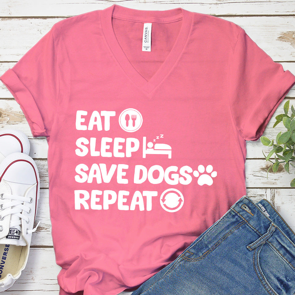 Eat Sleep Save Dogs Repeat V-Neck