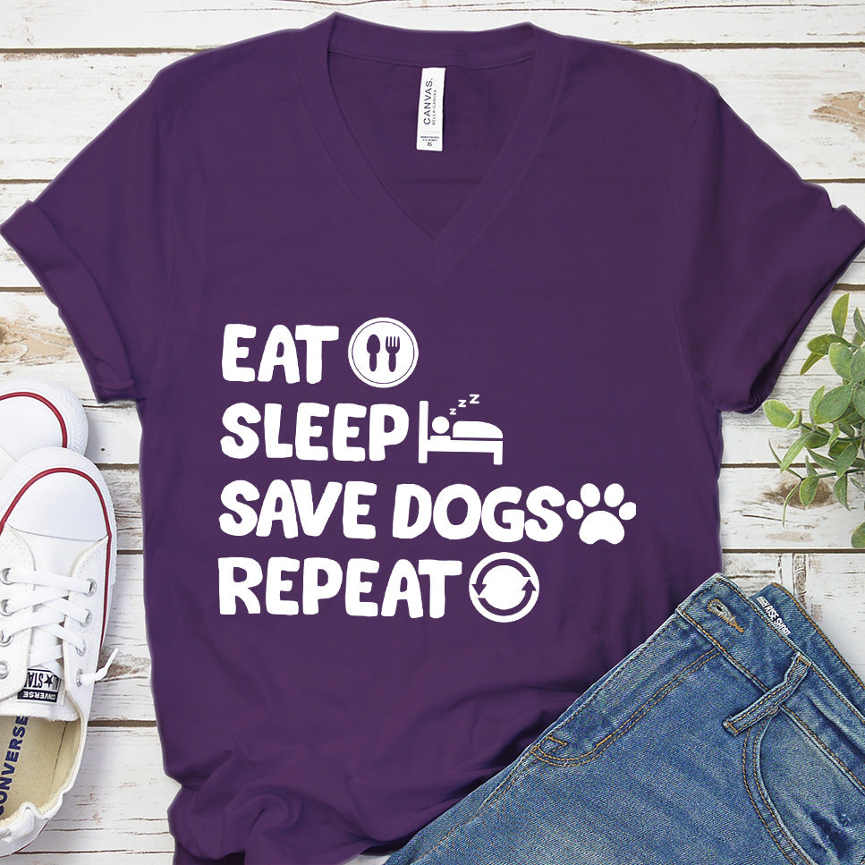 Eat Sleep Save Dogs Repeat V-Neck
