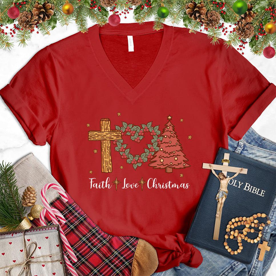 Faith Love Christmas Colored Edition V-Neck - Brooke & Belle