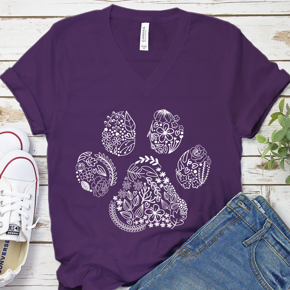 Floral Paw V-Neck