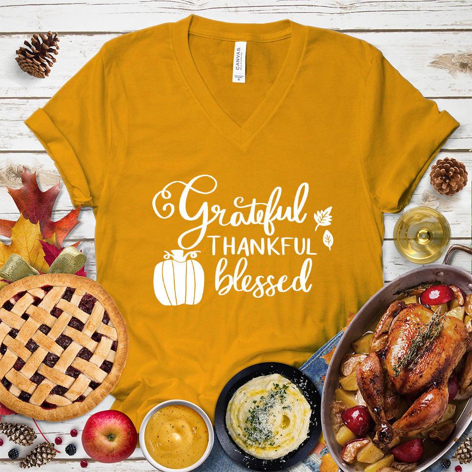 Grateful Thankful Blessed V-Neck - Brooke & Belle