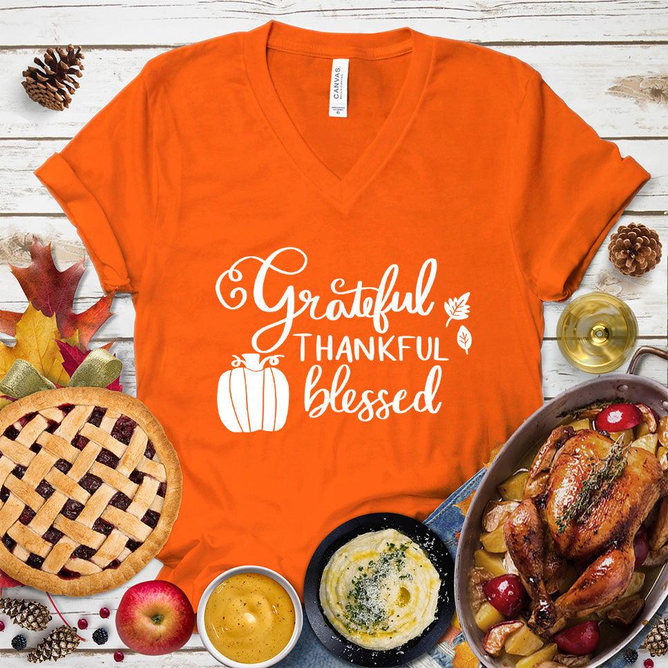 Grateful Thankful Blessed V-Neck - Brooke & Belle