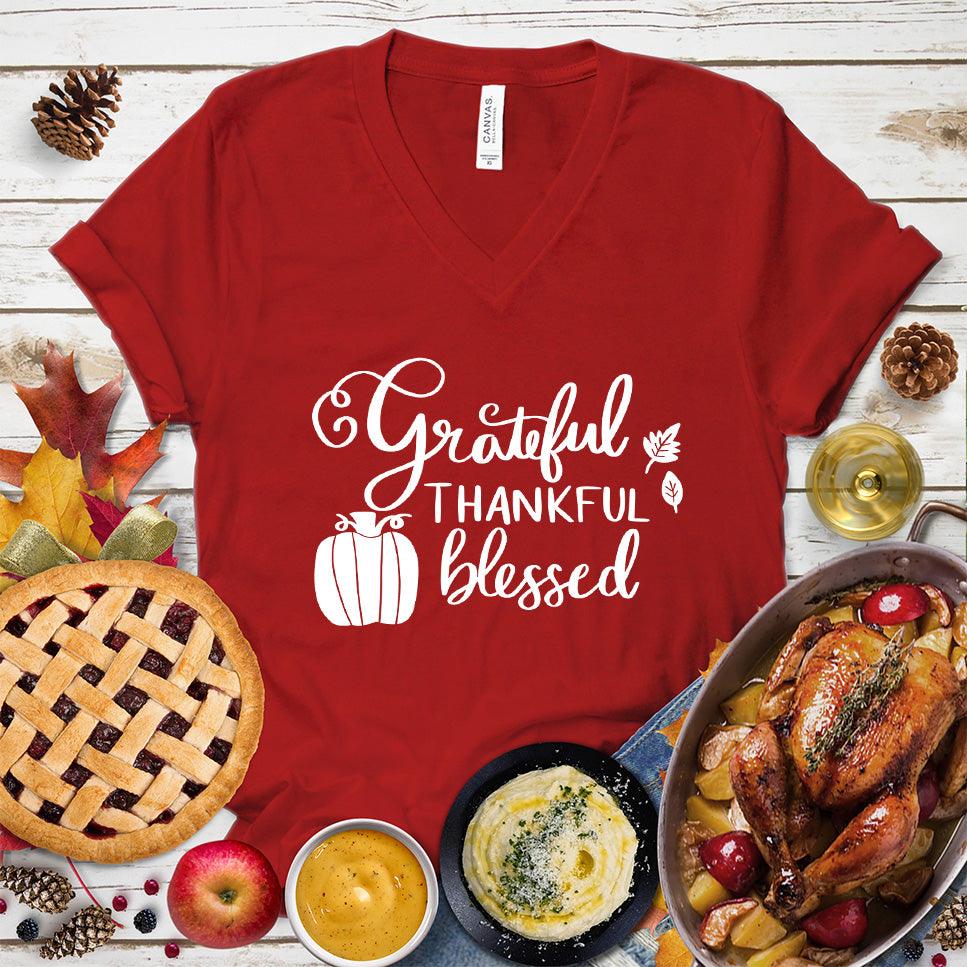 Grateful Thankful Blessed V-Neck - Brooke & Belle