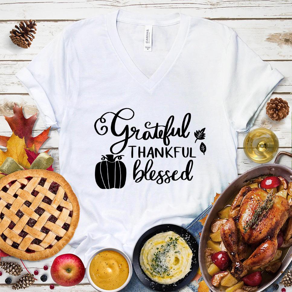 Grateful Thankful Blessed V-Neck - Brooke & Belle