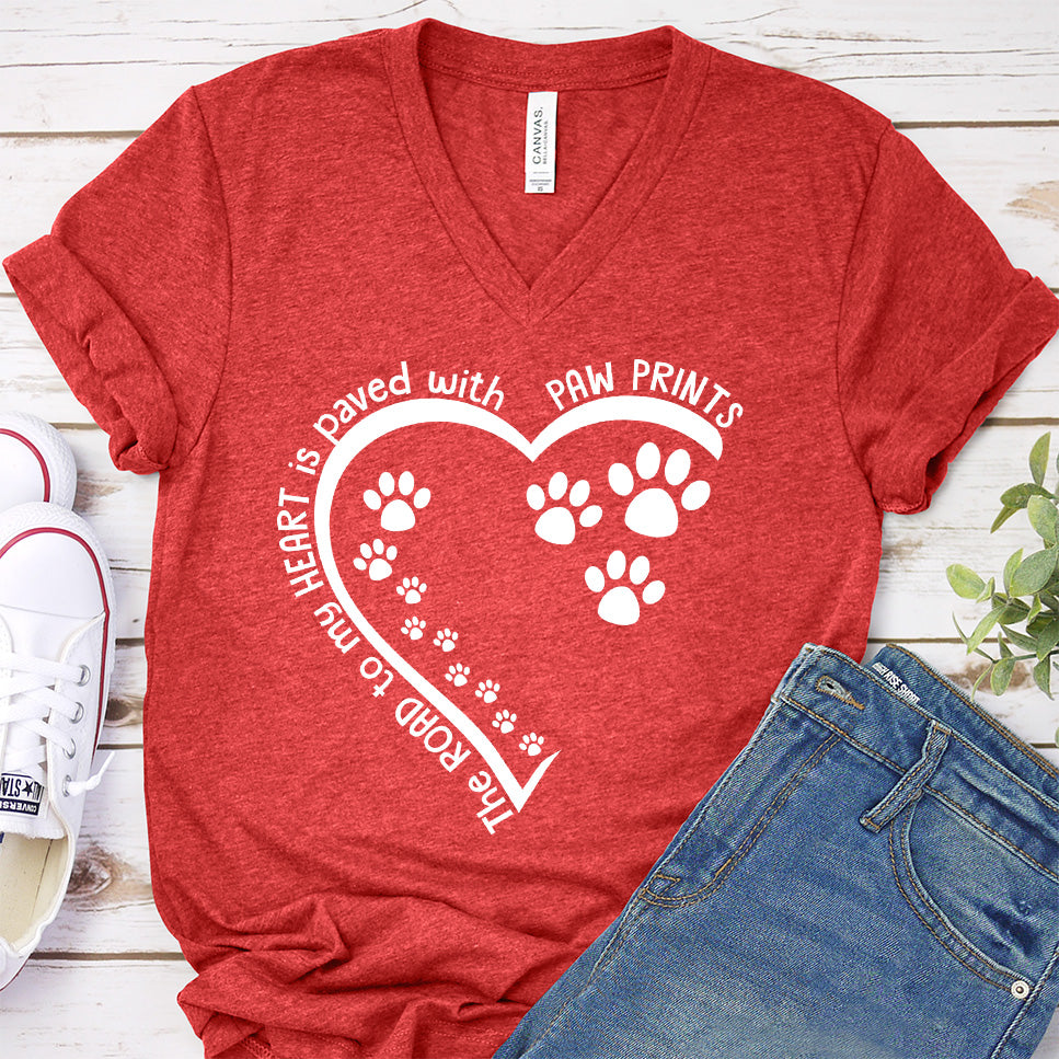 The Way To My Heart Is Paved With Paw Prints V-Neck
