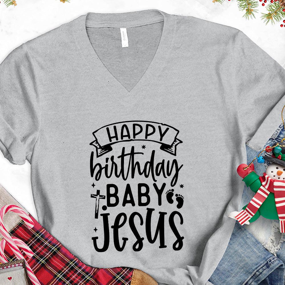 Happy Birthday Baby Jesus V-Neck - Brooke & Belle