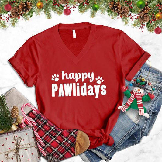 Happy Pawlidays Version 2 V-Neck - Brooke & Belle