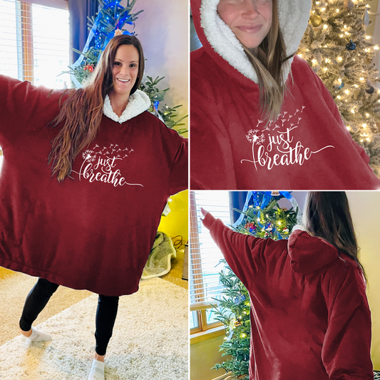 Just Breathe Slowly Wearable Hooded Blanket