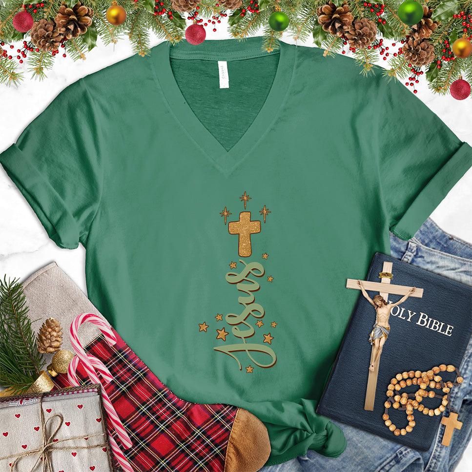 Jesus Cross Version 2 Colored Edition V-Neck - Brooke & Belle