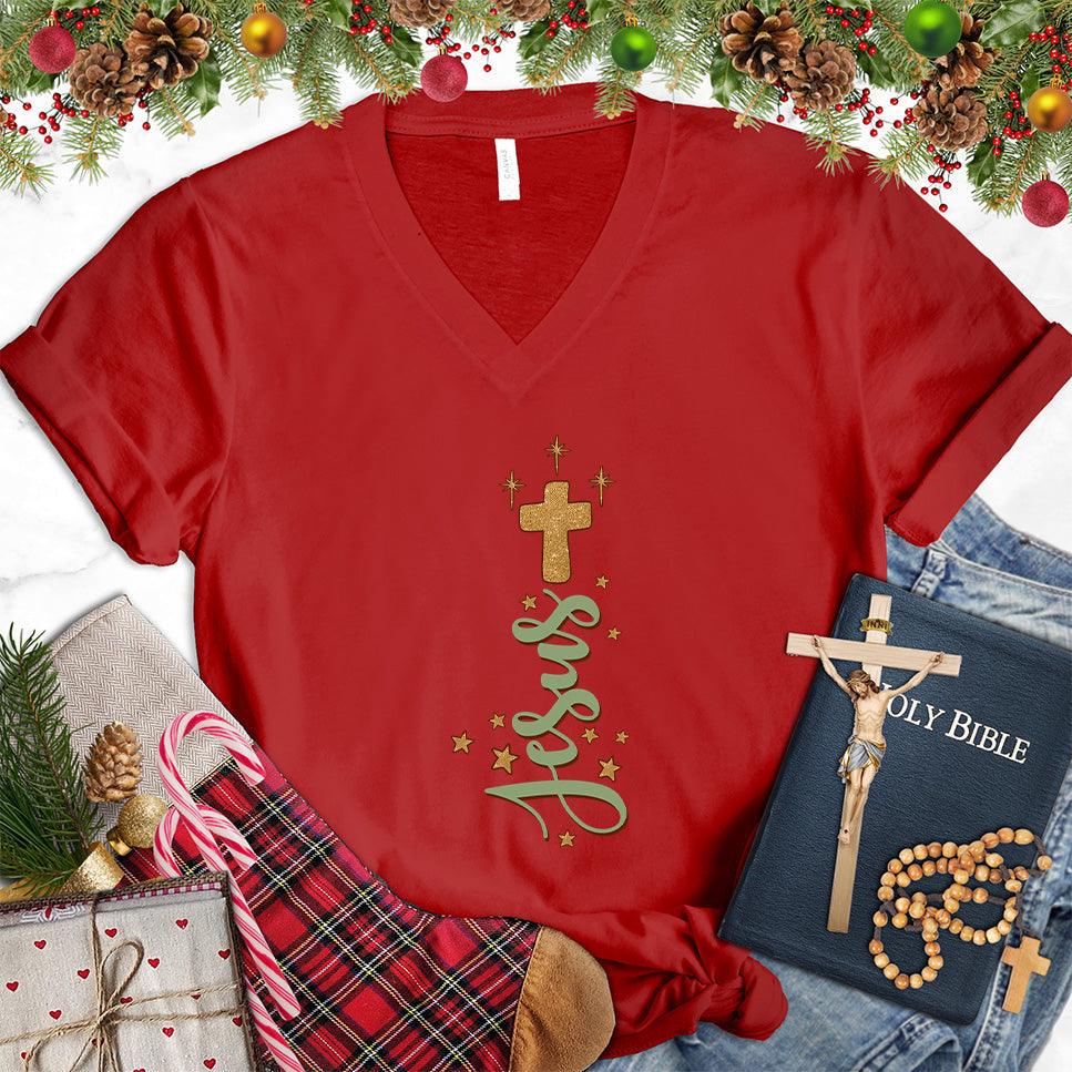 Jesus Cross Version 2 Colored Edition V-Neck - Brooke & Belle