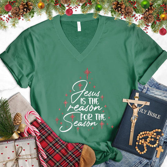 Jesus Is The Reason For The Season Colored Edition V-Neck - Brooke & Belle
