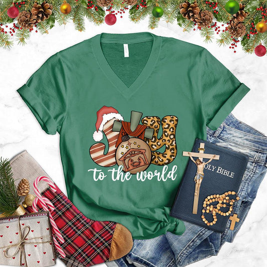 Joy To The World Version 2 Colored Edition V-Neck - Brooke & Belle