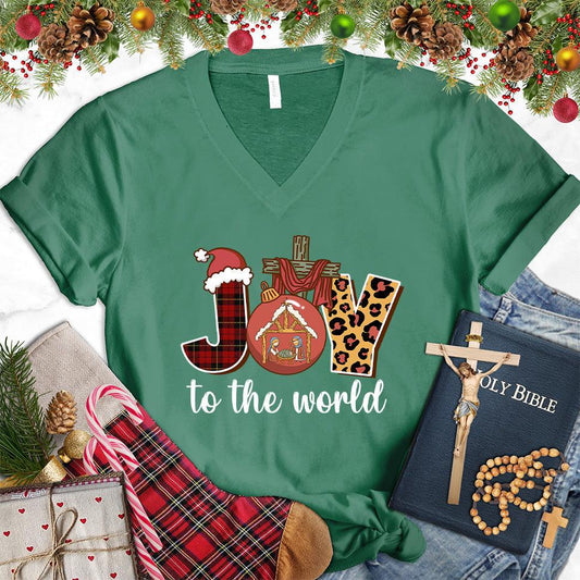 Joy To The World Version 3 Colored Edition V-Neck - Brooke & Belle