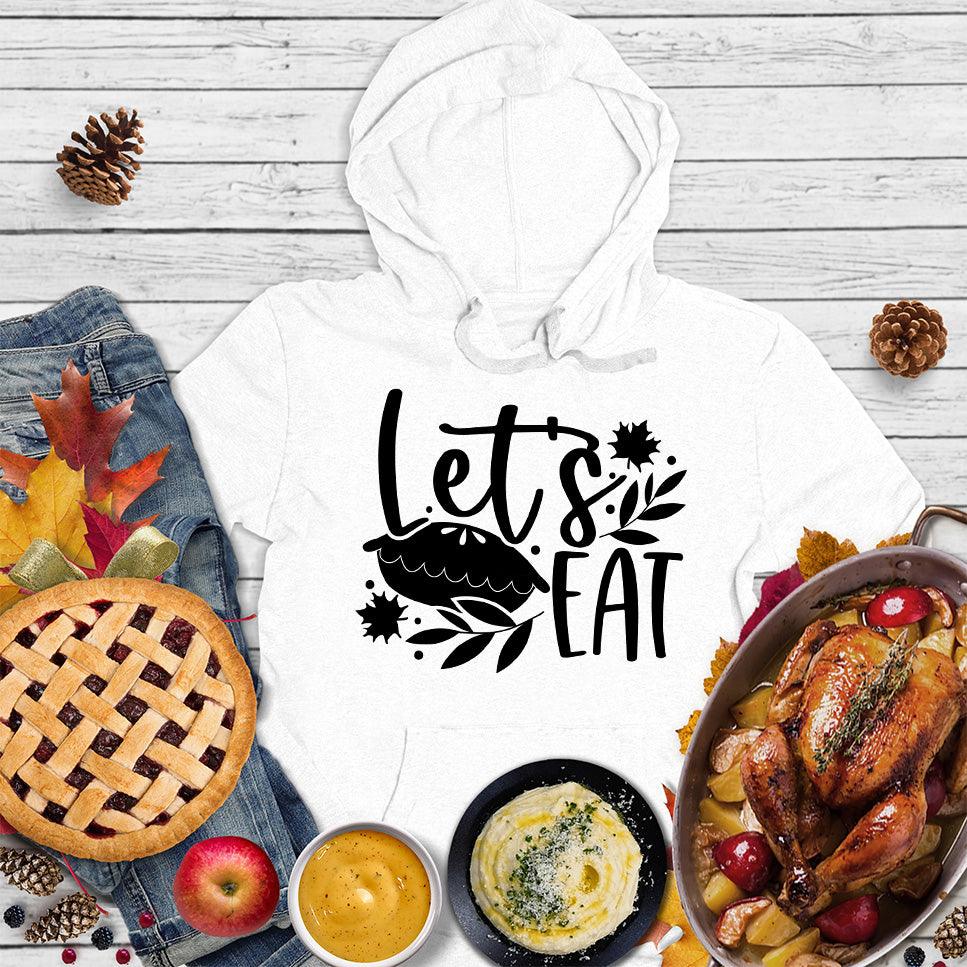 Let's Eat Pie Hoodie White - Illustrated Let's Eat Pie design on hoodie with leaf motifs for food-loving fashionistas
