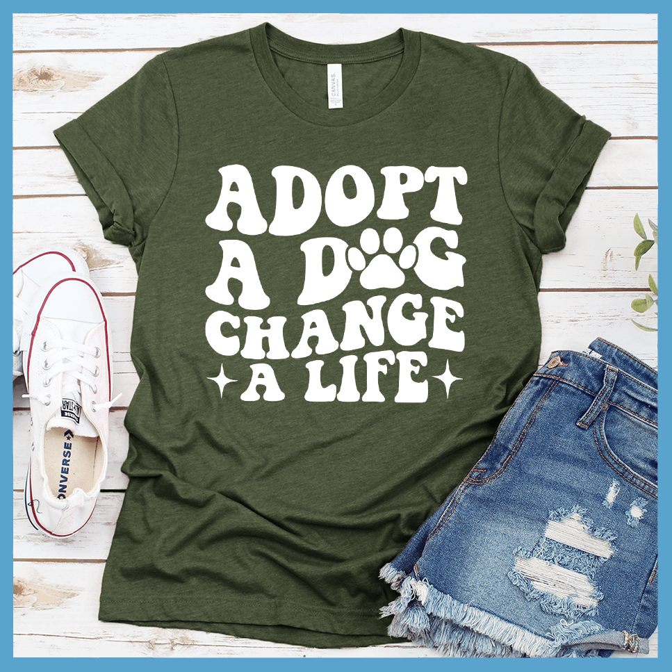 Adopt A Dog Change A Life Retro T-Shirt