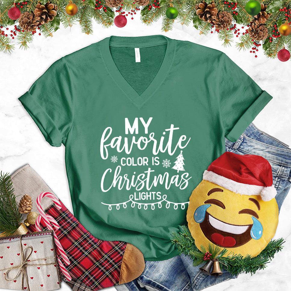 My Favorite Color Is Christmas Lights Version 2 V-Neck - Brooke & Belle