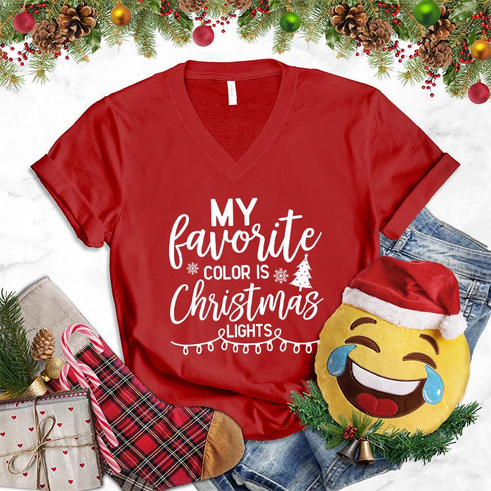 My Favorite Color Is Christmas Lights Version 2 V-Neck - Brooke & Belle