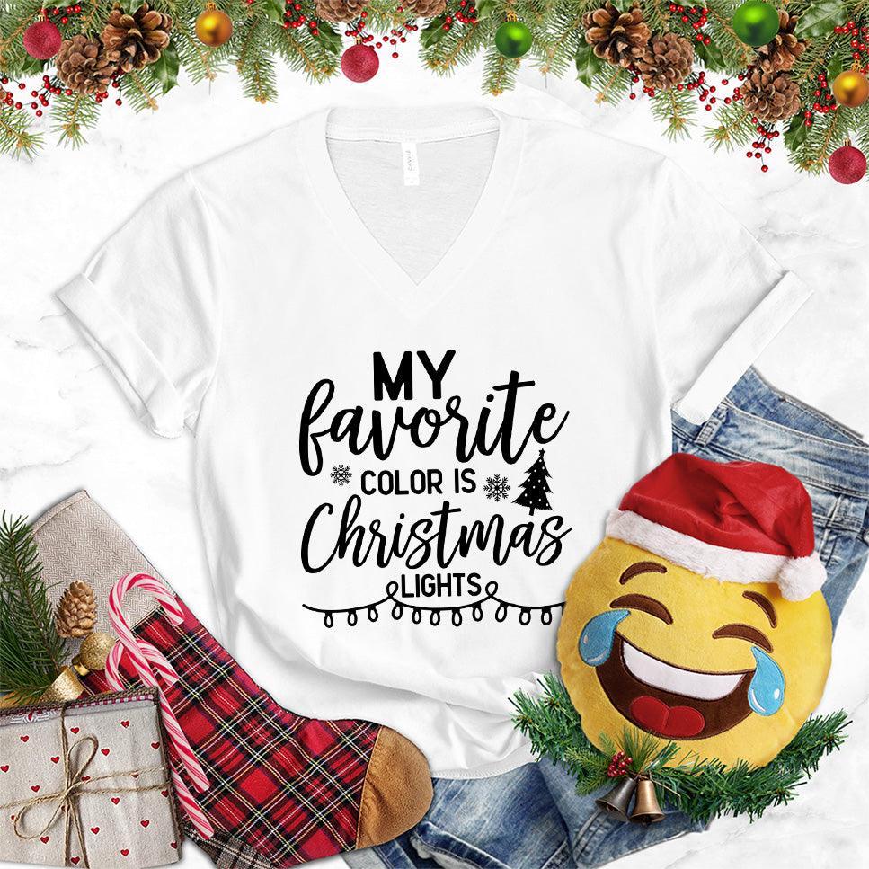 My Favorite Color Is Christmas Lights Version 2 V-Neck - Brooke & Belle